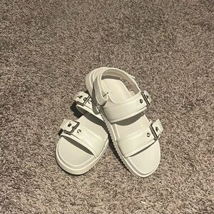 White Adjustable Buckle Sandals